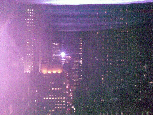 New York at night with cell phone