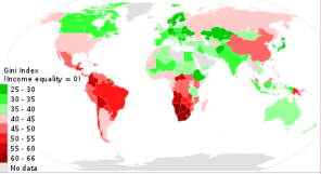 Map of Gini index in various countries