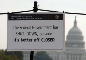 Government shutdown sign