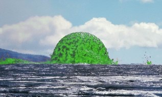 Green lava bubble on Mauna Ulu (1969)