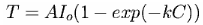 T = A * Io * (1 - exp(-k*C ))