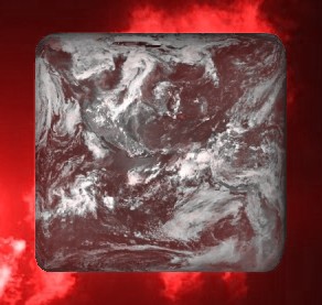 Square earth with red clouds