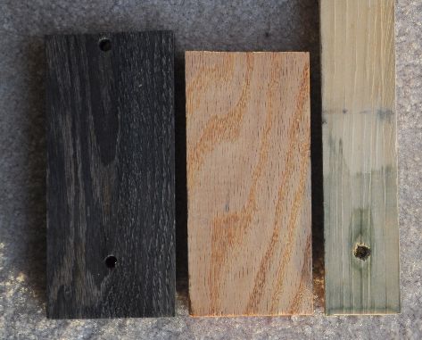 Oak stained black with ferric chloride