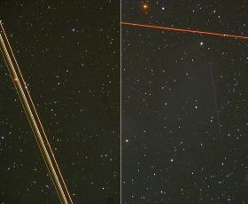 Airplane and satellite trails