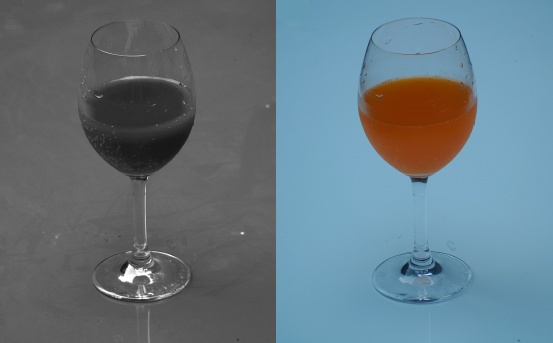 UV photo of diet orange soda