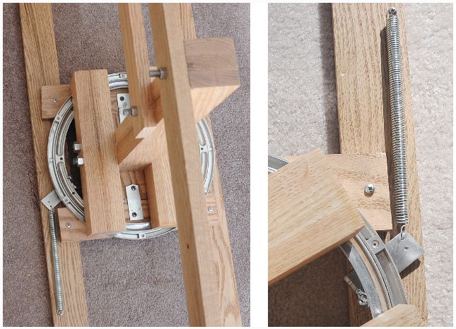 Closeup of lazy susan, central pillar, and brake Closeup of lazy susan, central pillar, and brake