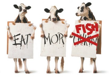 Chick-fil-a cows  recommending fish