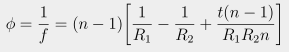 Formula for converting radius to focal length