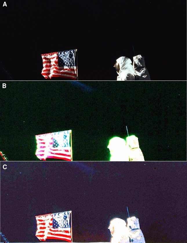 Stars visible in NASA's image of Buzz Aldrin saluting the flag