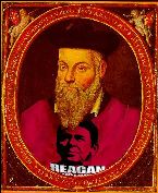 Nostradamus wearing Reagan T-shirt