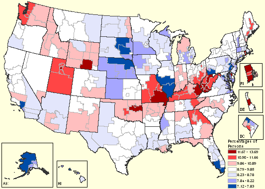Map of serious psychological distress among persons 18 and older Map of serious psychological distress among persons 18 and older