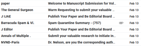 Spam folder screenshot