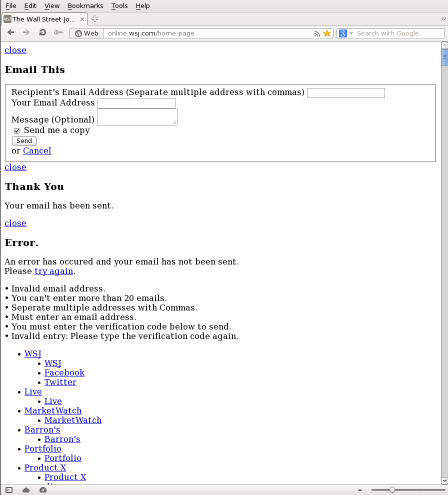 online.wsj.com page in Linux Opera